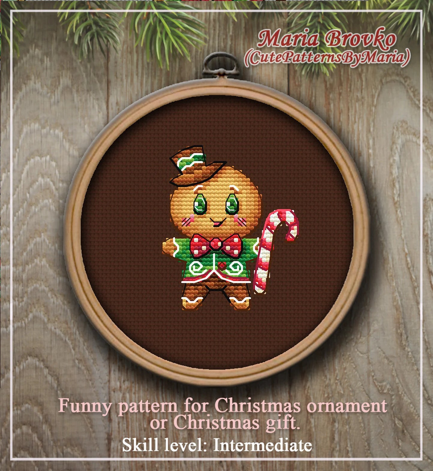 Cross Stitch Pattern Christmas Decor Gingerbread Spirit DMC Chart Printable PDF Instant Download