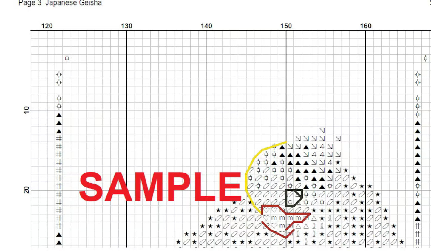 The Geisha Cross Stitch Pattern,Japanese Women,Chinese Girl,The Twelve Beauty,Embroydery,Pdf,Instant Download,Asian