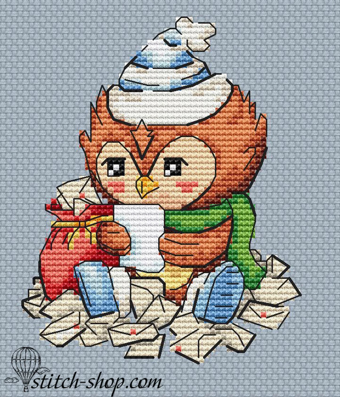 Cross-stitch scheme New Year letters Embroidery pattern PDF