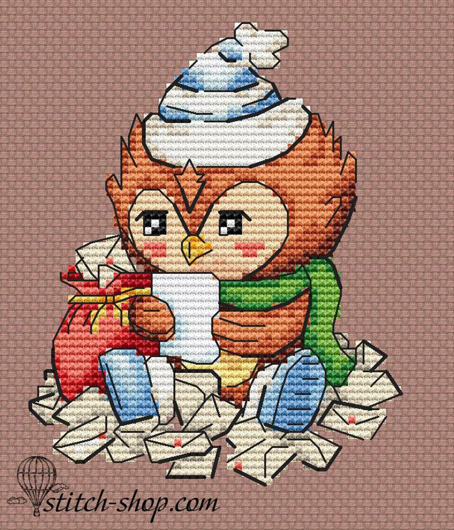 Cross-stitch scheme New Year letters Embroidery pattern PDF