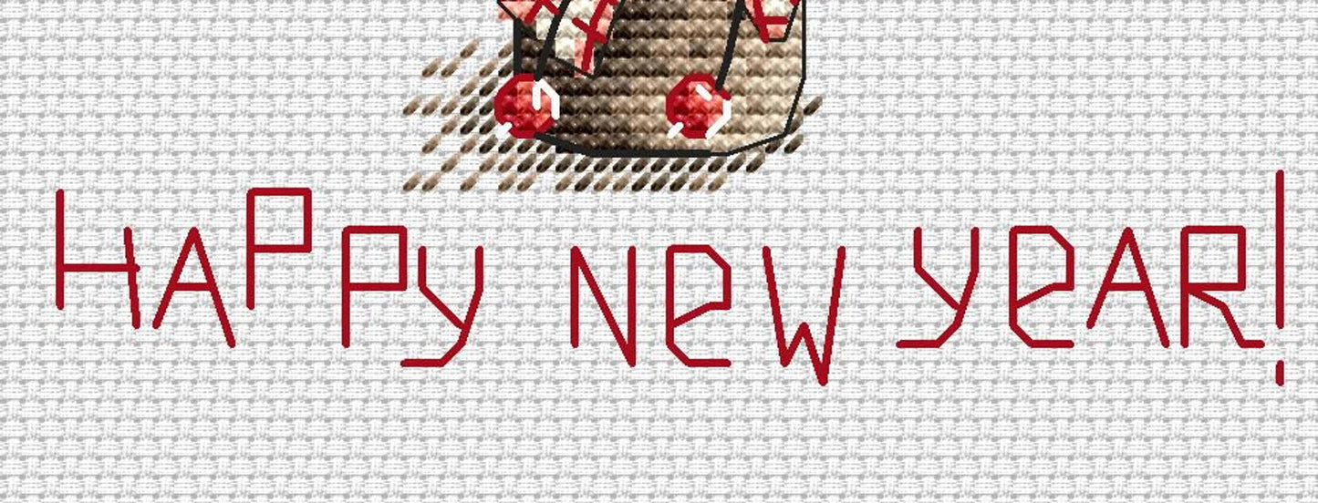 Cross-stitch scheme Happy New Year Embroidery pattern PDF