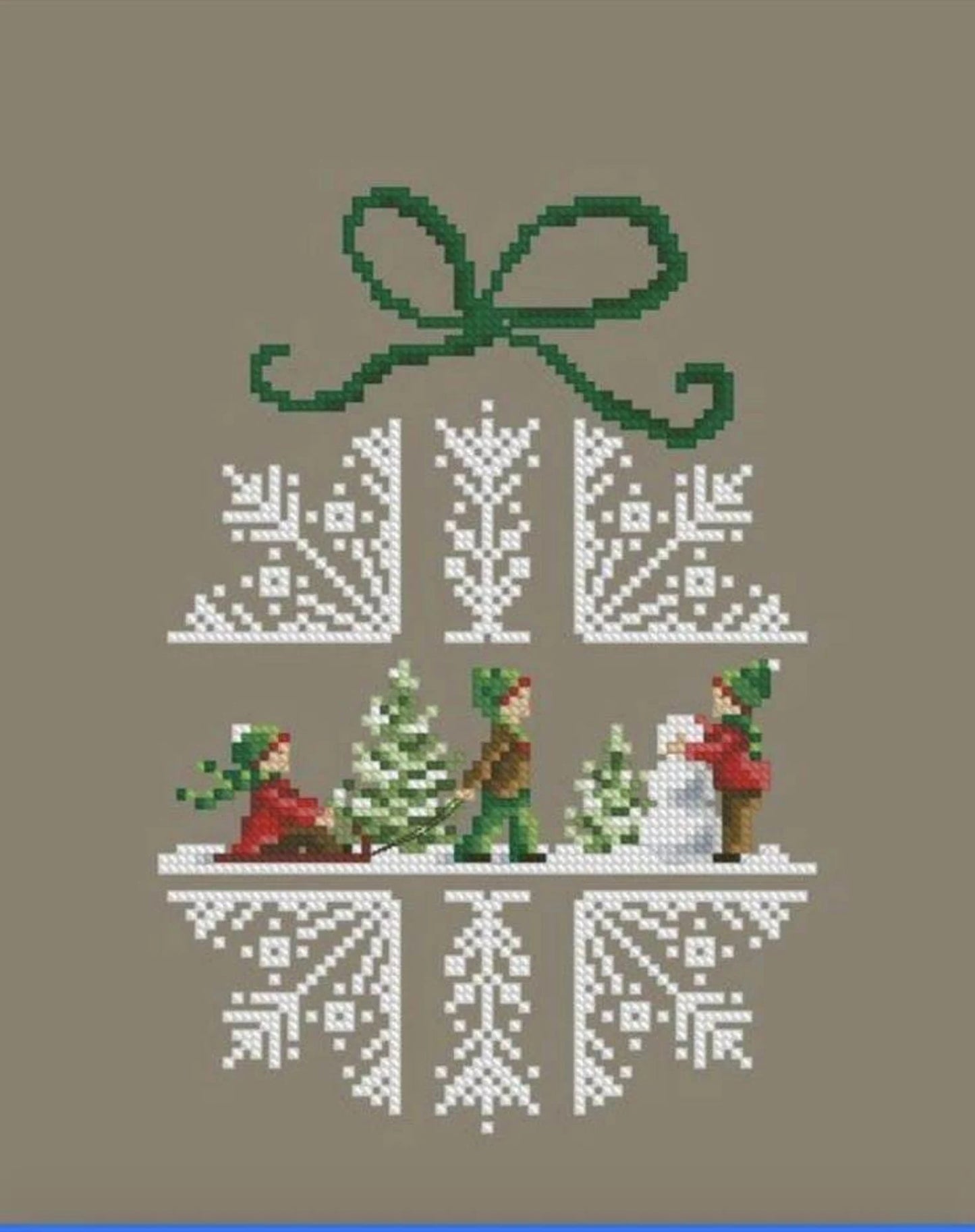 Snowflake cross stitch pattern, children in snow cross stitch pattern, new year cross stitch, new year toy cross stitch