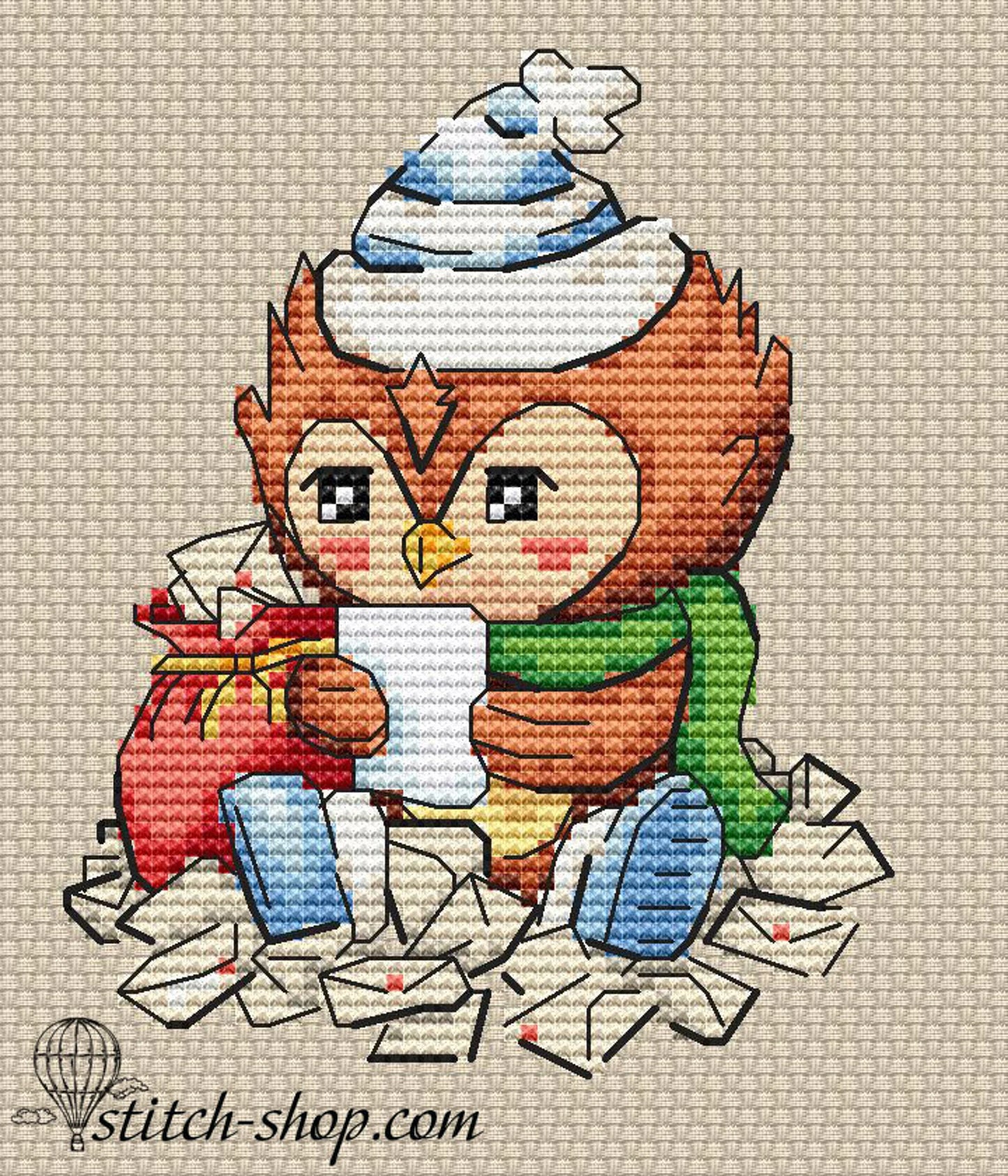 Cross-stitch scheme New Year letters Embroidery pattern PDF