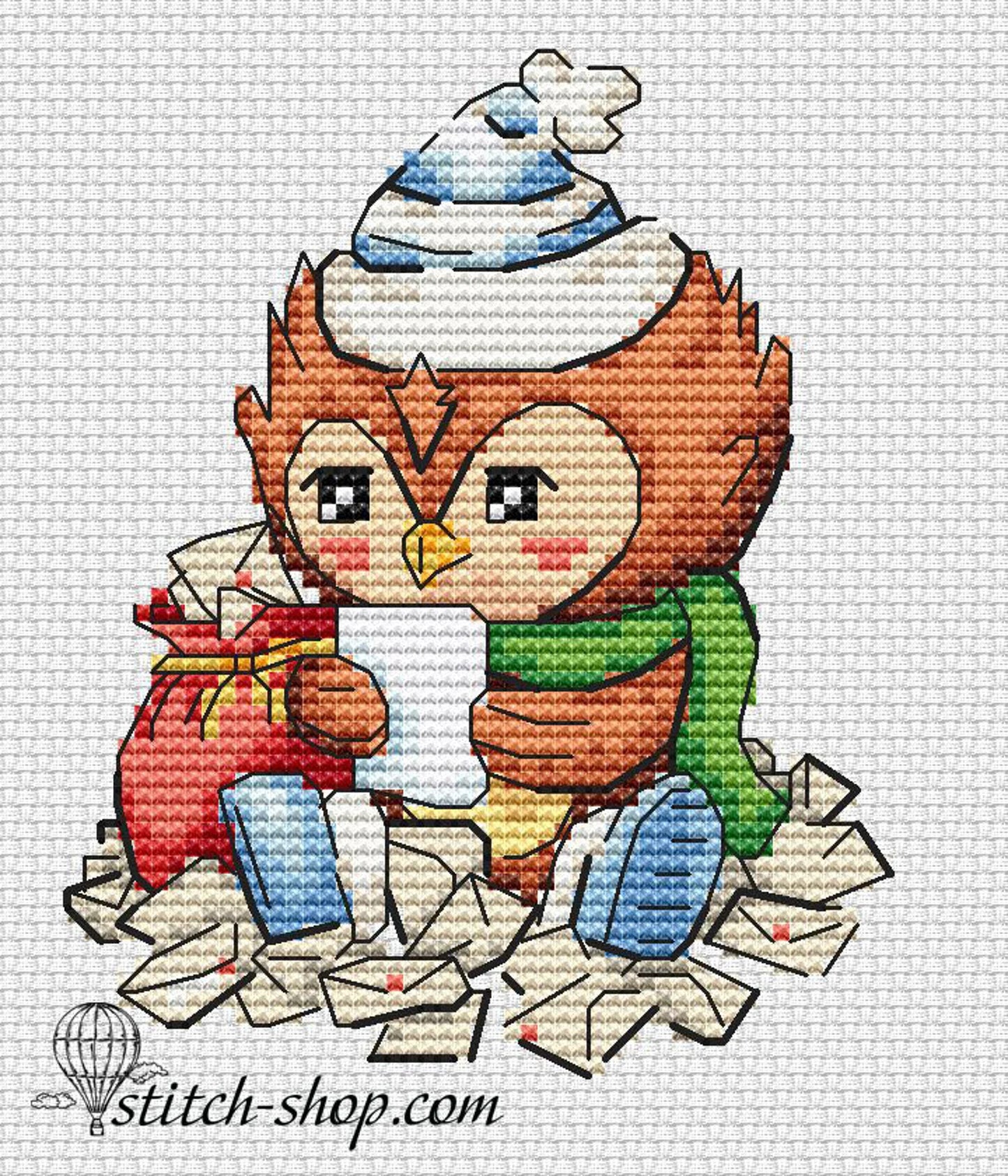 Cross-stitch scheme New Year letters Embroidery pattern PDF