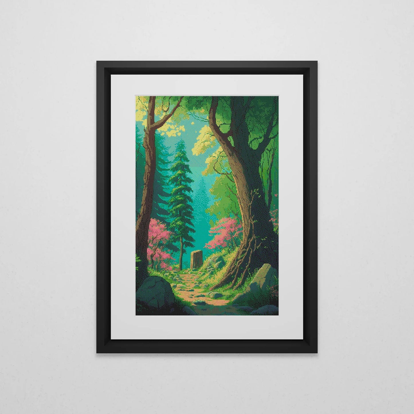 Forest Cross Stitch Pattern | Landscape Cross Stitch Chart Download | Nature Cross Stitch Patterns | Modern Large Counted Cross Stitch PDF