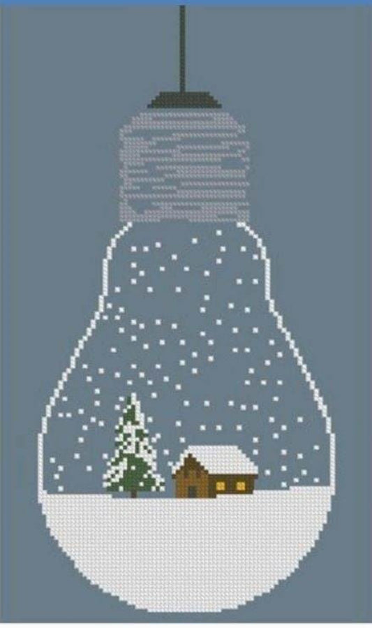 New year tree toy cross stitch pattern, house in snow cross stitch, winter cross stitch, Christmas cross stitch, new year tree cross stitch