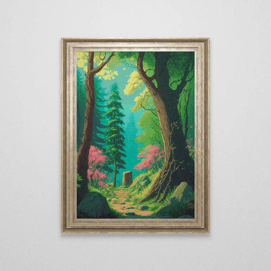 Forest Cross Stitch Pattern | Landscape Cross Stitch Chart Download | Nature Cross Stitch Patterns | Modern Large Counted Cross Stitch PDF