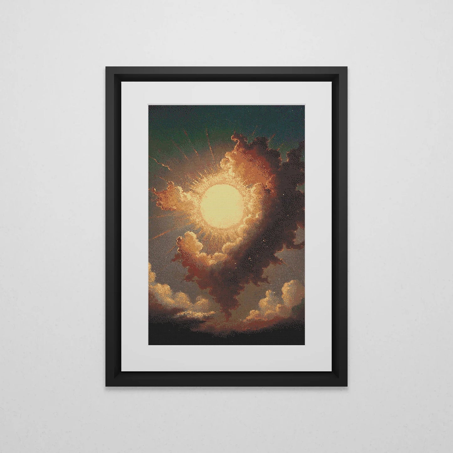 Celestian Sun Cross Stitch Pattern | Vintage Galaxy Cross Stitch Chart Download | Large Space Counted Cross Stitch PDF