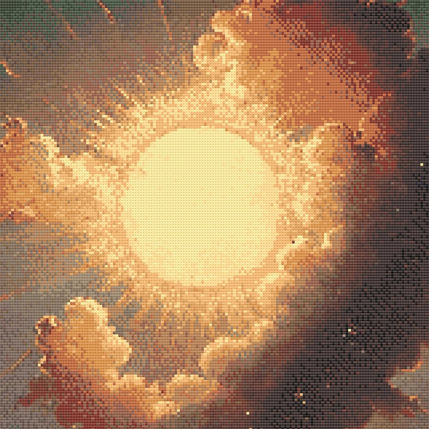 Celestian Sun Cross Stitch Pattern | Vintage Galaxy Cross Stitch Chart Download | Large Space Counted Cross Stitch PDF