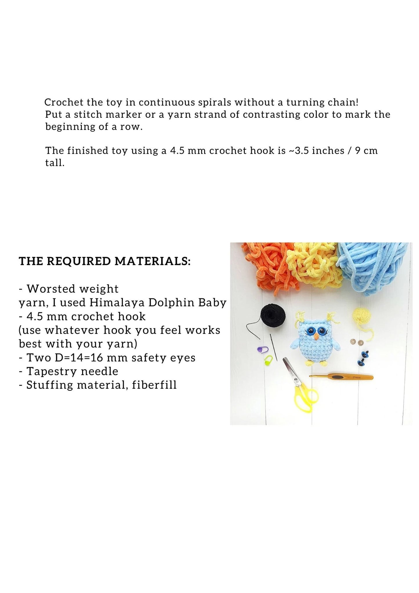 Crochet PATTERN Owl, no sew, Amigurumi tutorial PDF in English, Christmas decor