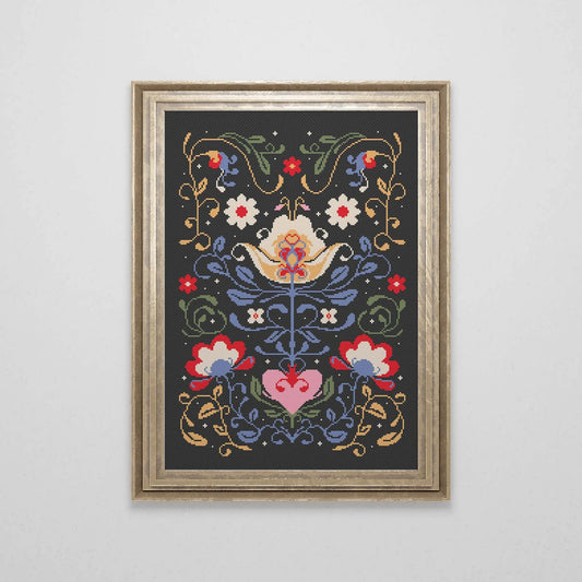 Scandinavian Cross Stitch Pattern | Nordic Folk Art PDF Pattern | Easy Swedish Crossstitch | Modern Counted Cross Stitch | Instant Download