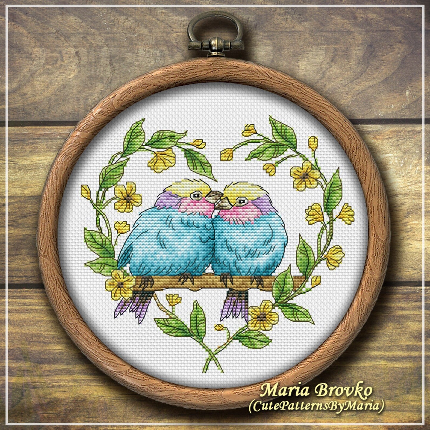 Cross Stitch Pattern Bird romance DMC Chart Embroidery Printable PDF Instant Download