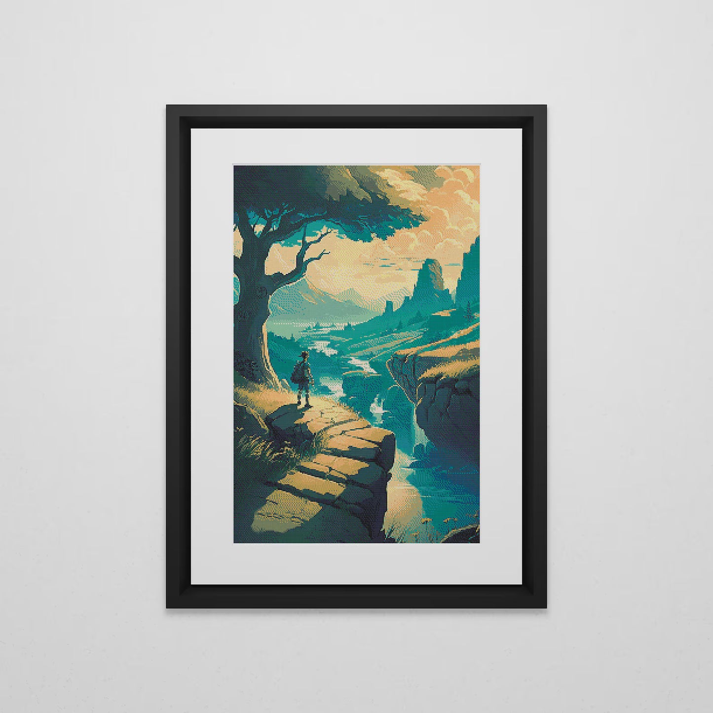 Zelda inspired Cross Stitch Pattern | BOTW Landscape Cross Stitch | Nature Patterns | Large Counted Cross Stitch PDF