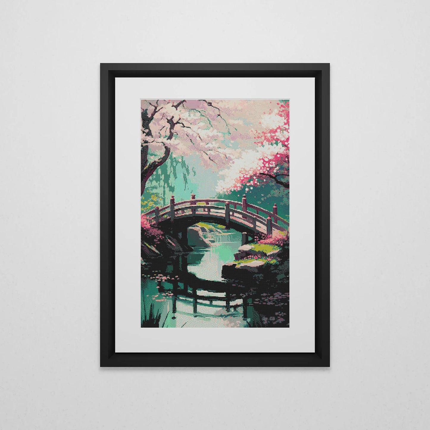 Japanese Garden Cross Stitch Pattern | Japan Landscape Cross Stitch Chart | Asian Landscape Cross Stitch Art | Large Cross Stitch