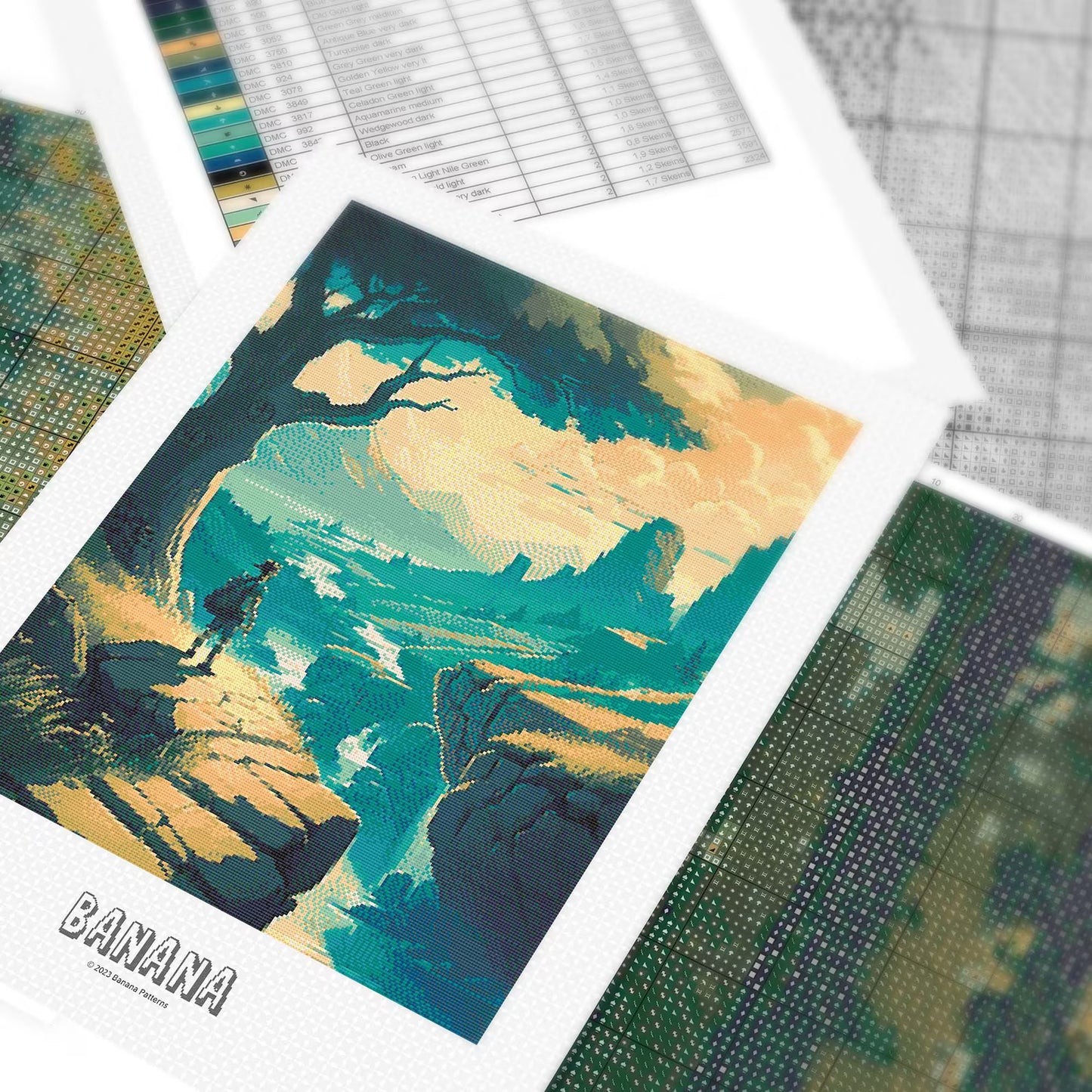 Zelda inspired Cross Stitch Pattern | BOTW Landscape Cross Stitch | Nature Patterns | Large Counted Cross Stitch PDF