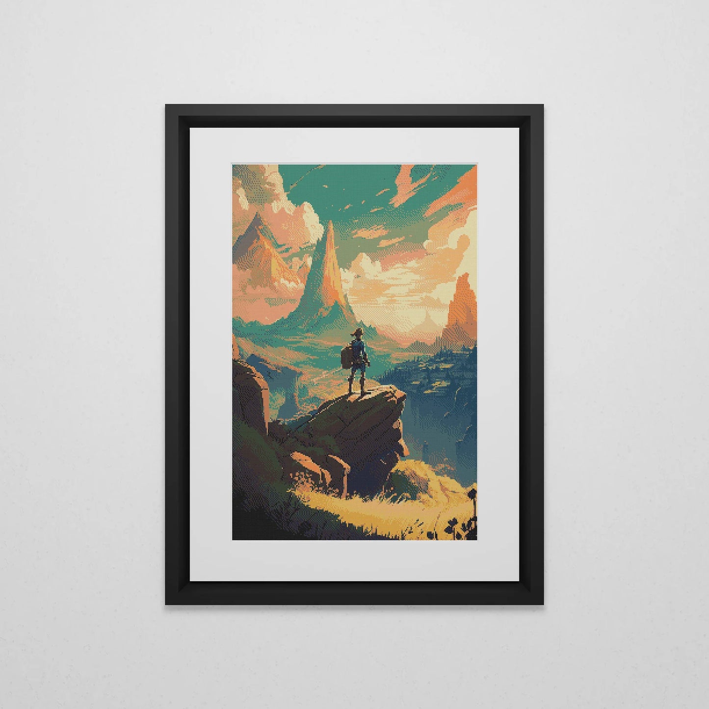 Zelda inspired Cross Stitch Pattern | BOTW Landscape Cross Stitch | Nature Patterns | Large Counted Cross Stitch PDF