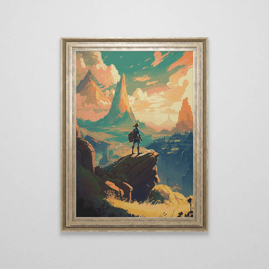 Zelda inspired Cross Stitch Pattern | BOTW Landscape Cross Stitch | Nature Patterns | Large Counted Cross Stitch PDF