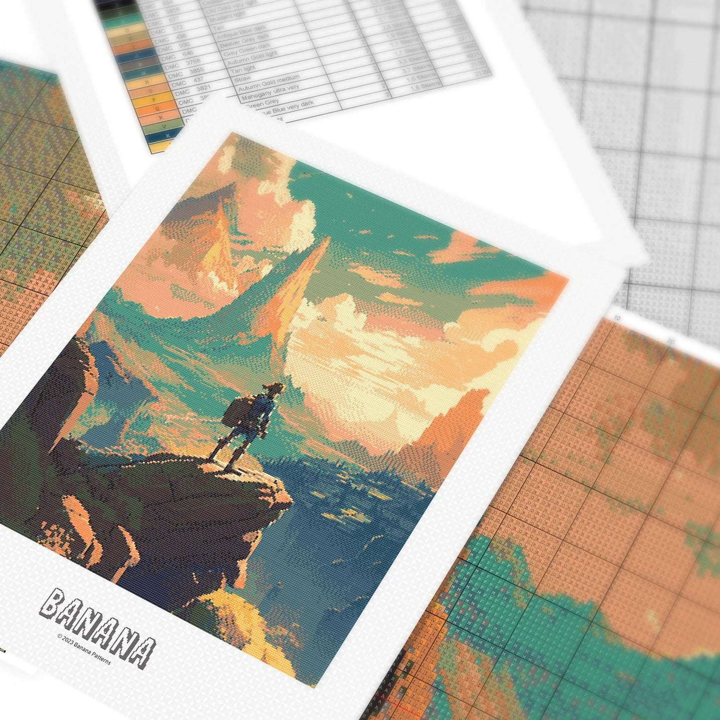 Zelda inspired Cross Stitch Pattern | BOTW Landscape Cross Stitch | Nature Patterns | Large Counted Cross Stitch PDF