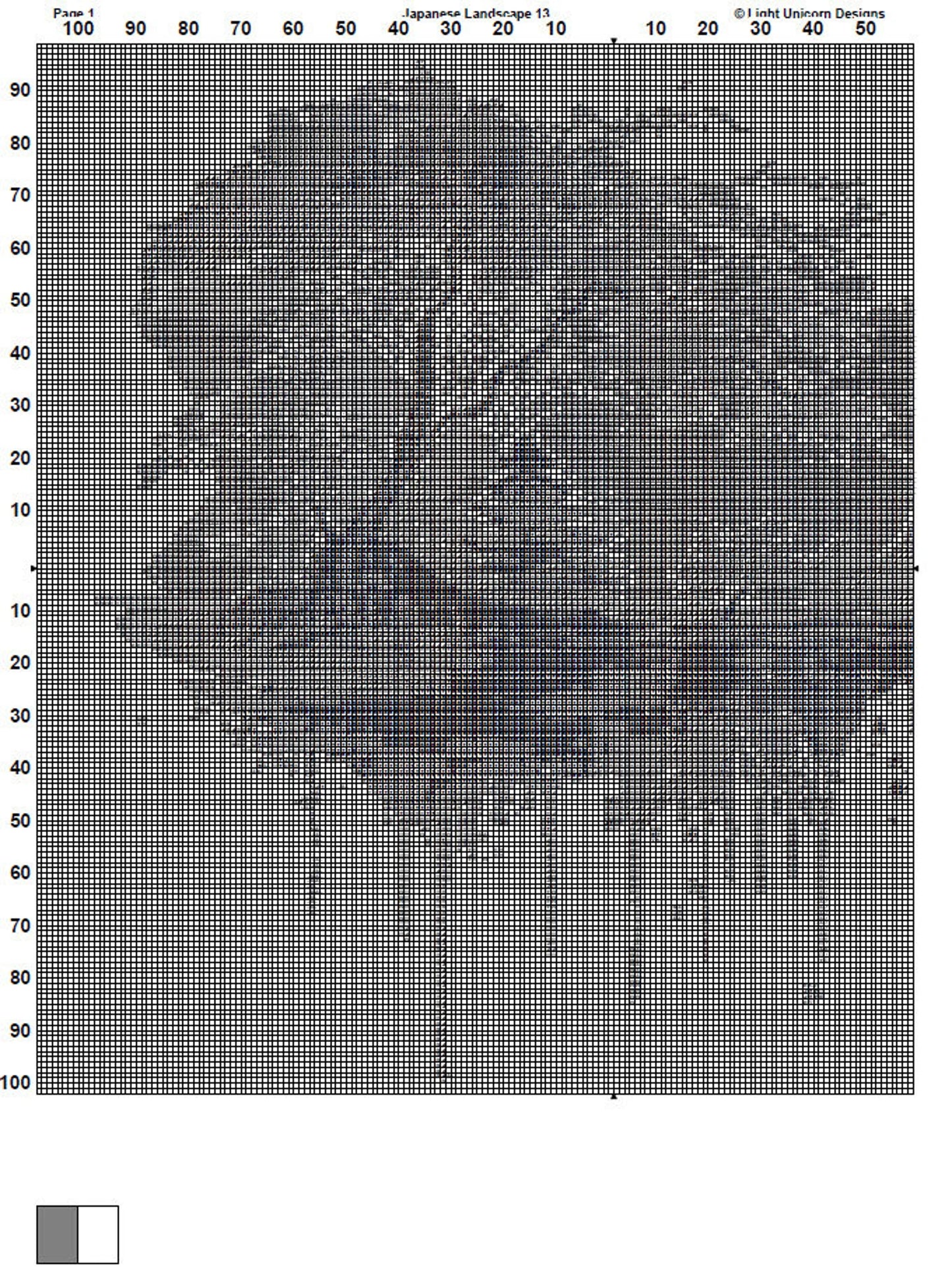 Japanese Landscape Cross Stitch Pattern 13 Instant PDF Download - Cherry Blossom Tree Watercolor Cross Stitch Pattern - Japan Cross Stitch