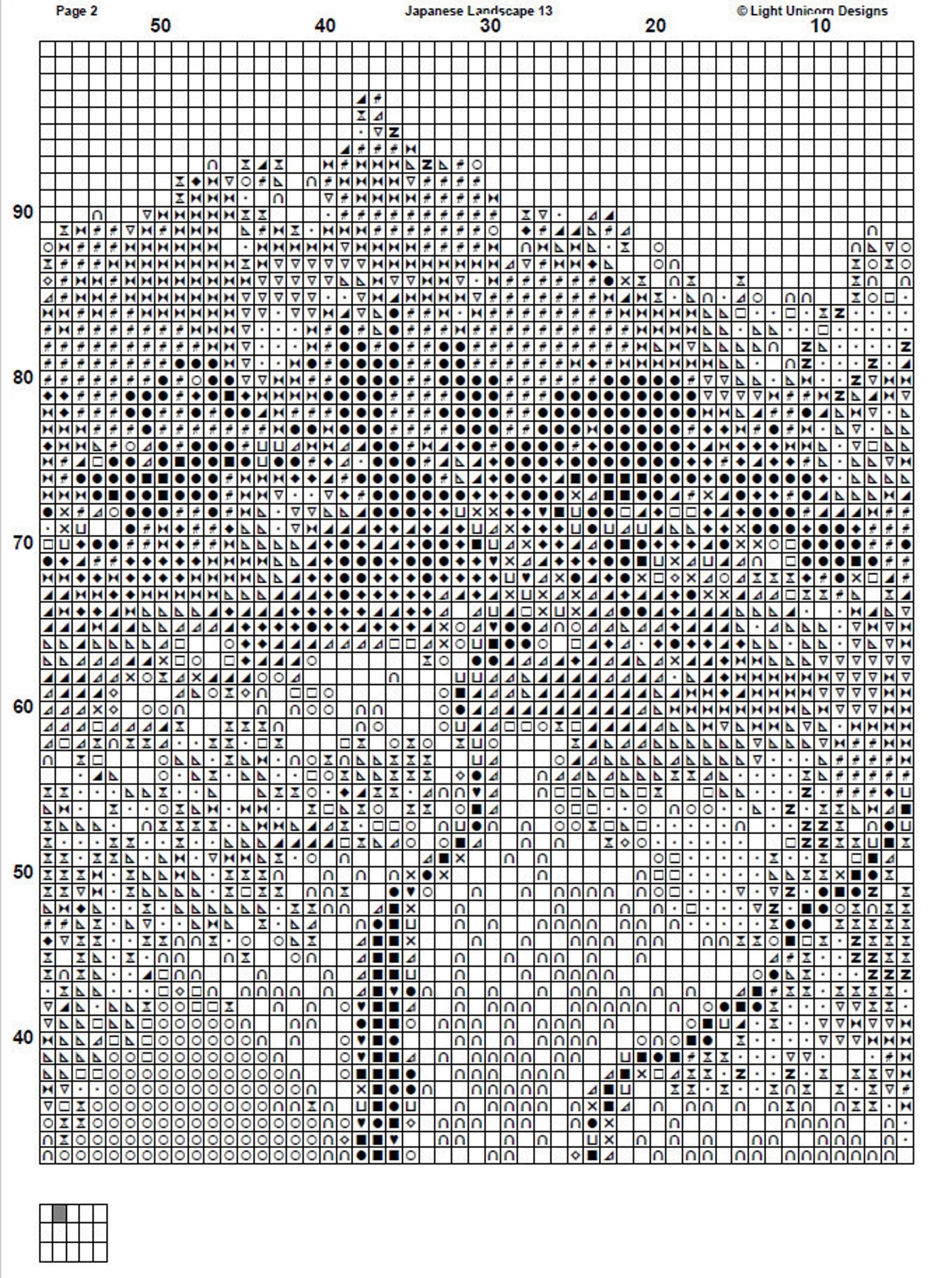 Japanese Landscape Cross Stitch Pattern 13 Instant PDF Download - Cherry Blossom Tree Watercolor Cross Stitch Pattern - Japan Cross Stitch