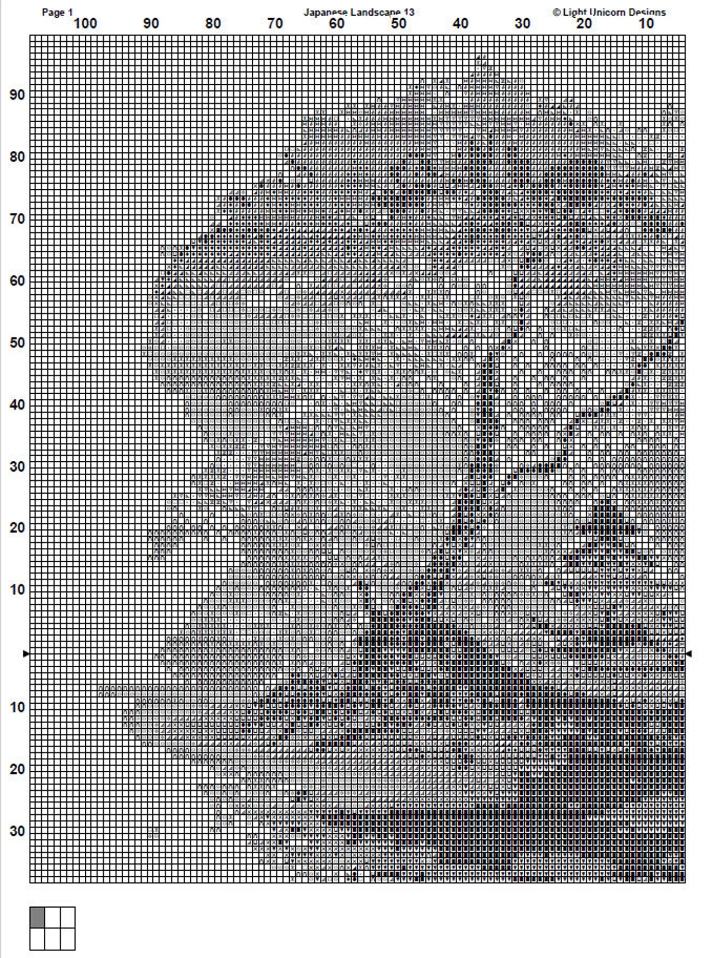 Japanese Landscape Cross Stitch Pattern 13 Instant PDF Download - Cherry Blossom Tree Watercolor Cross Stitch Pattern - Japan Cross Stitch