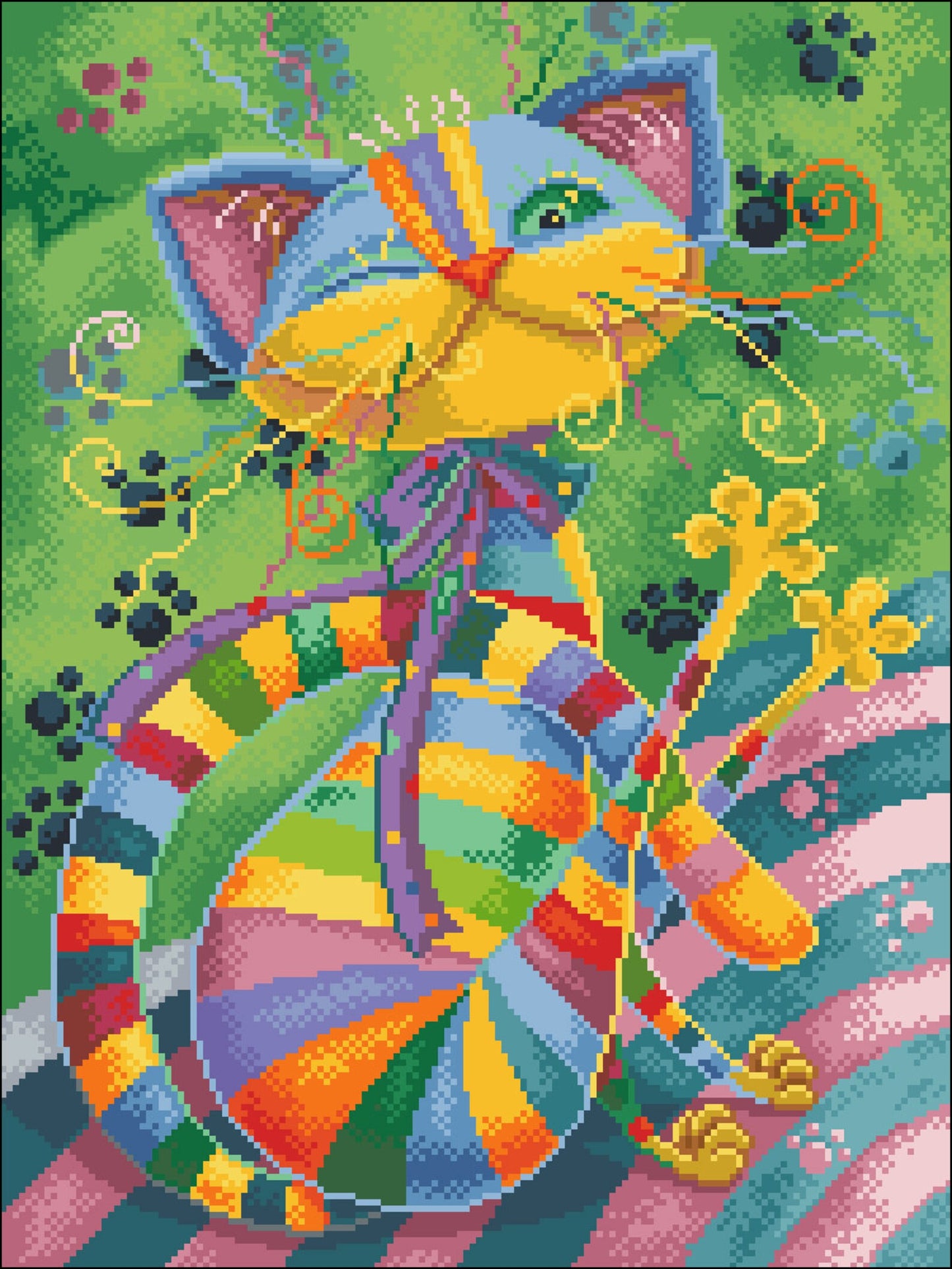 Cross stitch pattern Rainbow Cat, cat cross stitch, pet embroidery, cute cross stitch, counted cross stitch, PDF, printable cross stitch