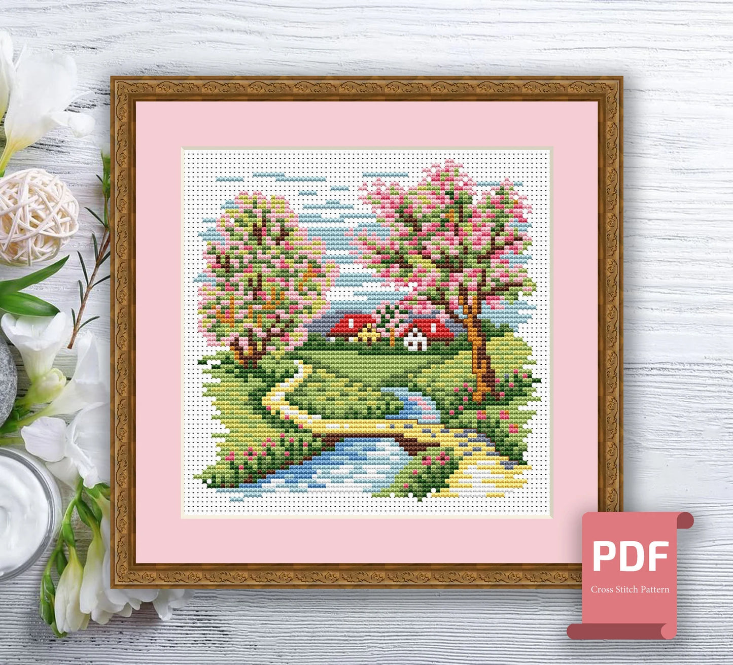 Set of 4 Seasons Landscape Cross Stitch Pattern | Seasons Cross Stitch Pattern | Four Seasons | Modern Cross Stitch | Download PDF #ssn050