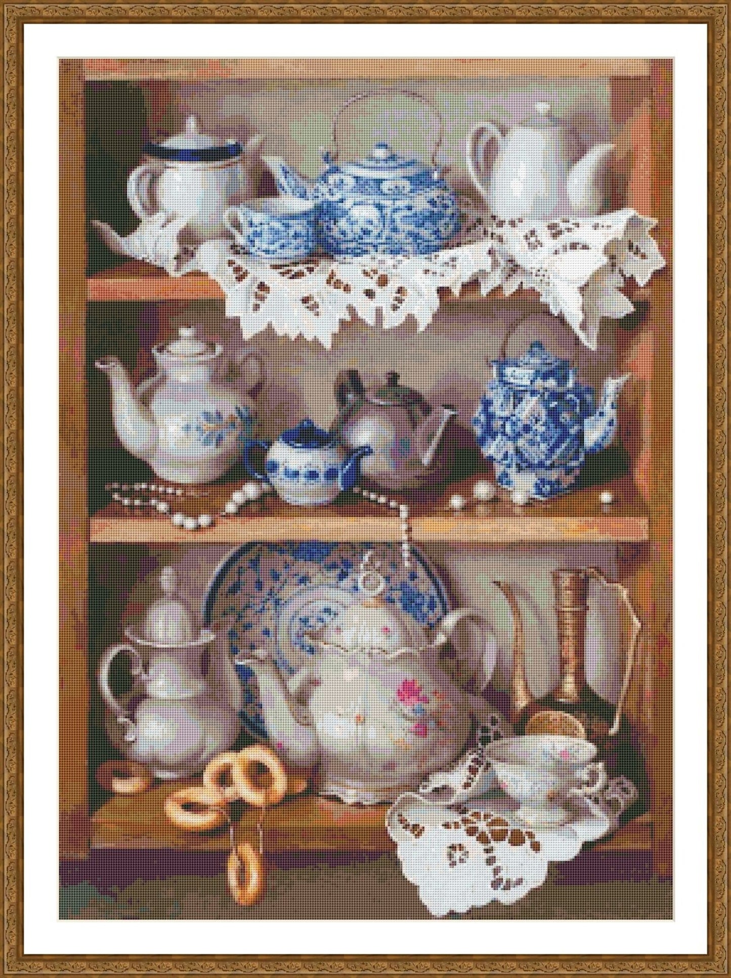 Kitchen shelf Cross Stitch Pattern Shelf with Dishies Kitchen Still Life Modern Decor Pattern Cups Mugs Napkins Embroidery Needlepoint chart