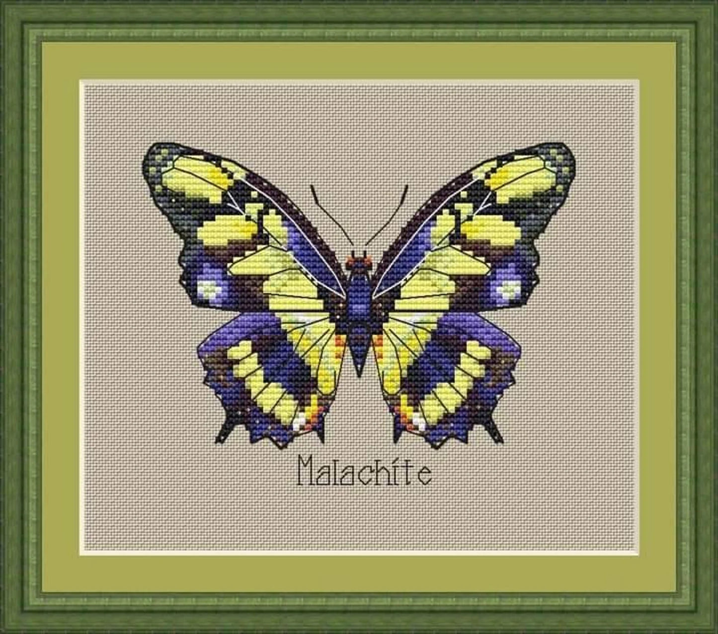 Butterfly cross stitch pattern, malachite butterfly cross stitch pattern