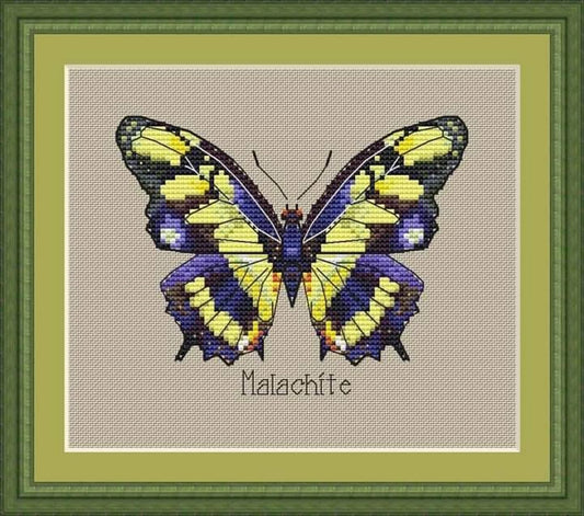Butterfly cross stitch pattern, malachite butterfly cross stitch pattern
