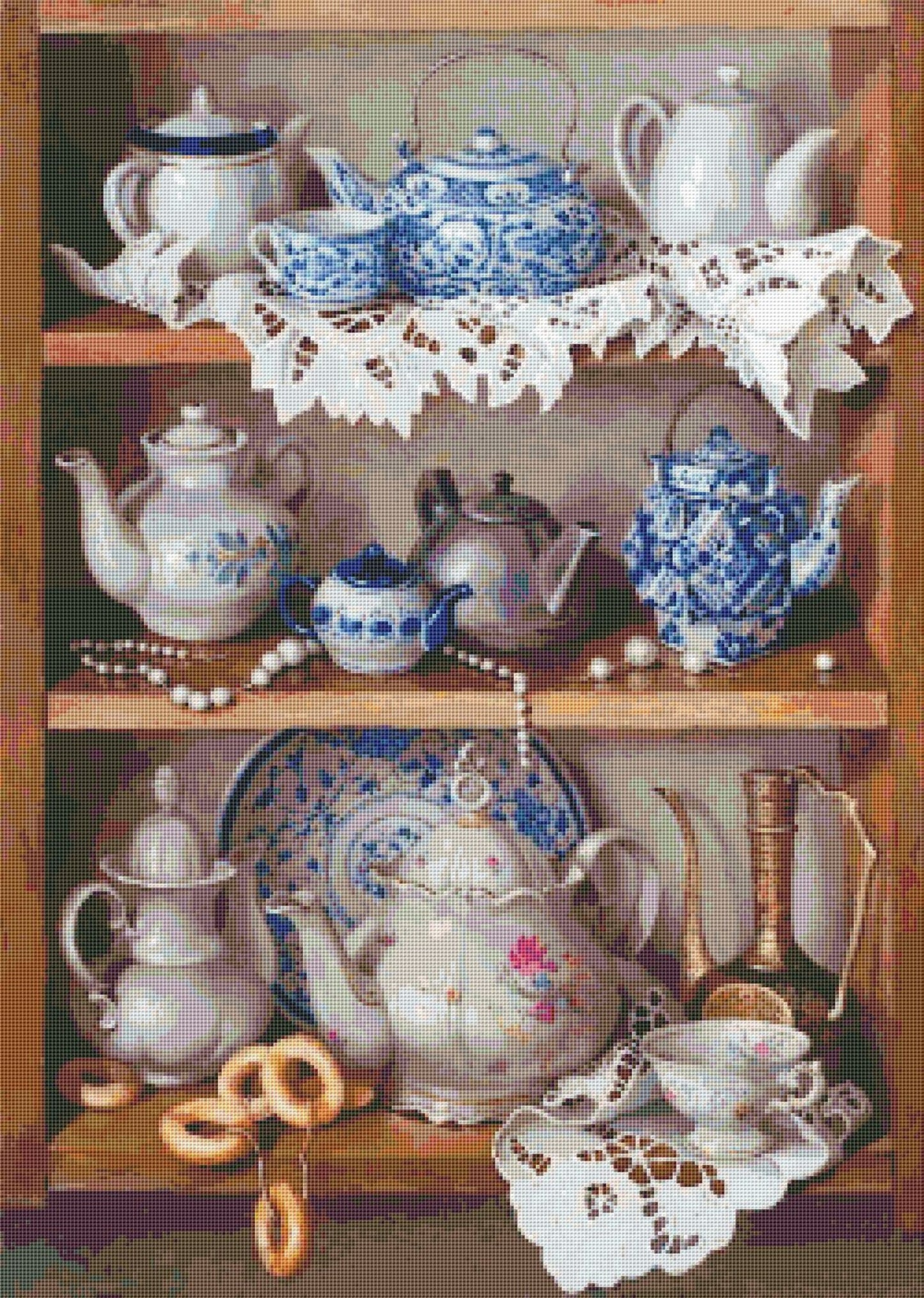 Kitchen shelf Cross Stitch Pattern Shelf with Dishies Kitchen Still Life Modern Decor Pattern Cups Mugs Napkins Embroidery Needlepoint chart