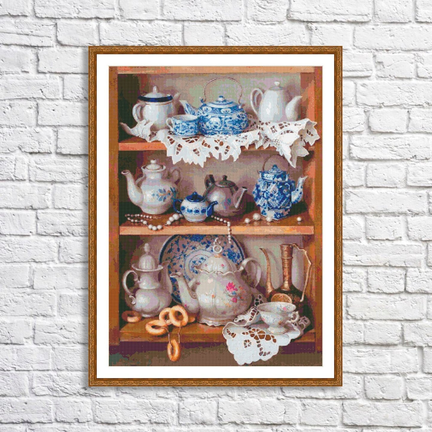 Kitchen shelf Cross Stitch Pattern Shelf with Dishies Kitchen Still Life Modern Decor Pattern Cups Mugs Napkins Embroidery Needlepoint chart
