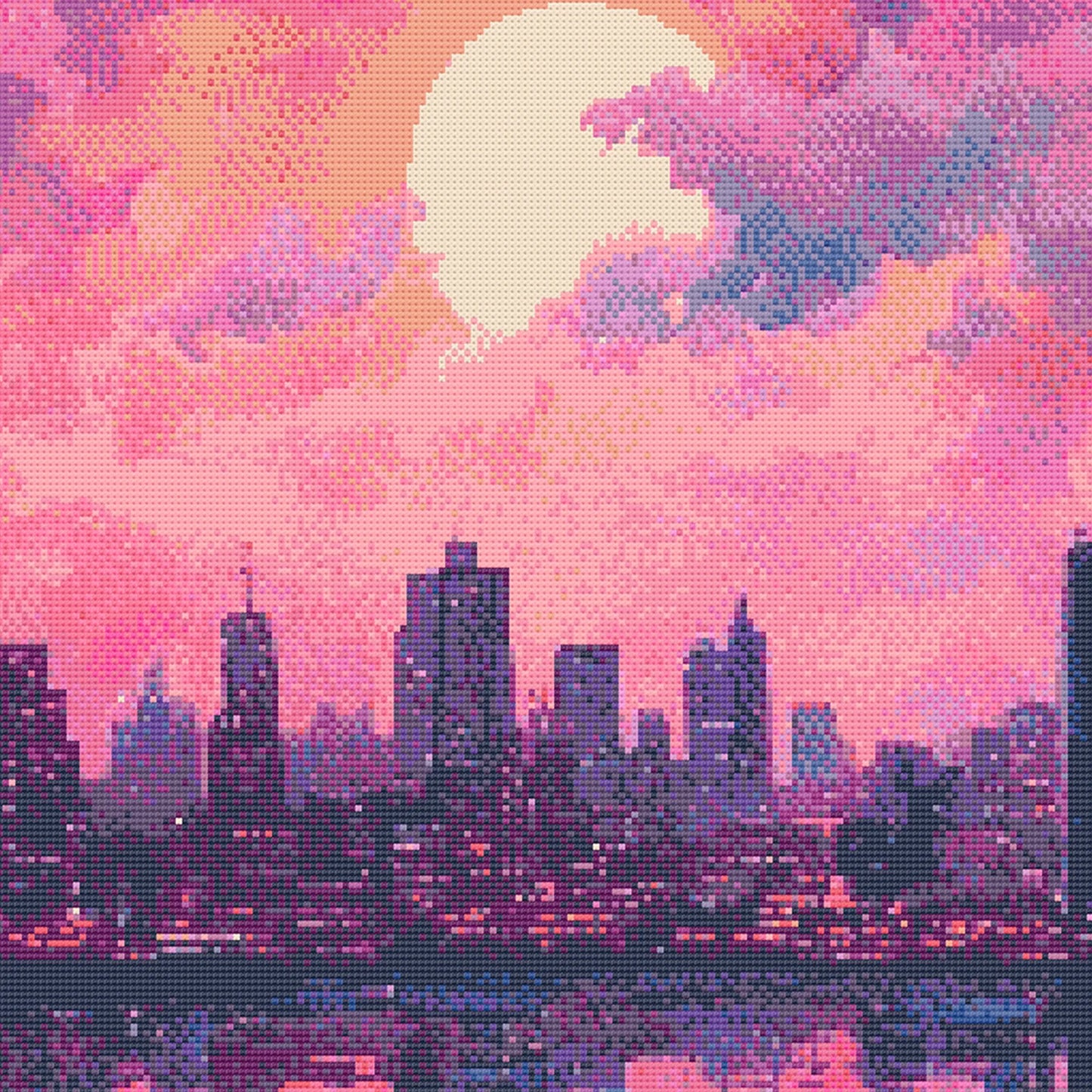 Sailor Moon inspired Tokyo Cross Stitch Pattern | 90s Anime Japan Cross Stitch Chart Download | Aesthetic Cross Stitch | Cross Stitch PDF