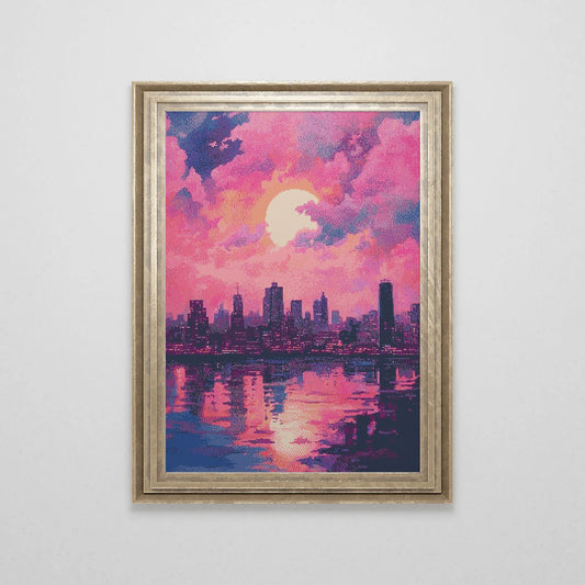Sailor Moon inspired Tokyo Cross Stitch Pattern | 90s Anime Japan Cross Stitch Chart Download | Aesthetic Cross Stitch | Cross Stitch PDF