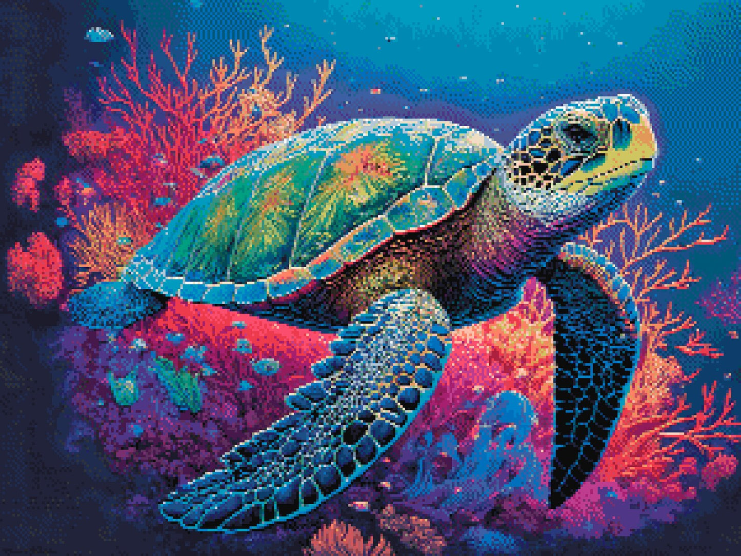 Sea Turtle Cross Stitch Pattern - Colorful Coral Turtles Counted Cross-Stitch - Pattern Keeper Compatible Chart - Digital Download PDF File