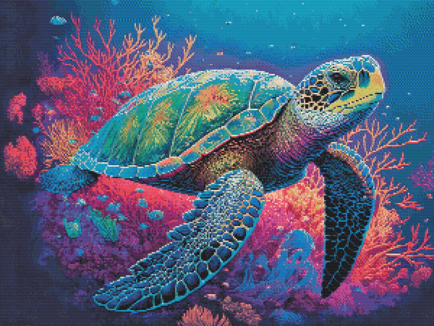 Sea Turtle Cross Stitch Pattern - Colorful Coral Turtles Counted Cross-Stitch - Pattern Keeper Compatible Chart - Digital Download PDF File