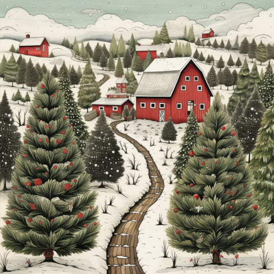 Cross Stitch Pattern Christmas Tree Farm Full Coverage