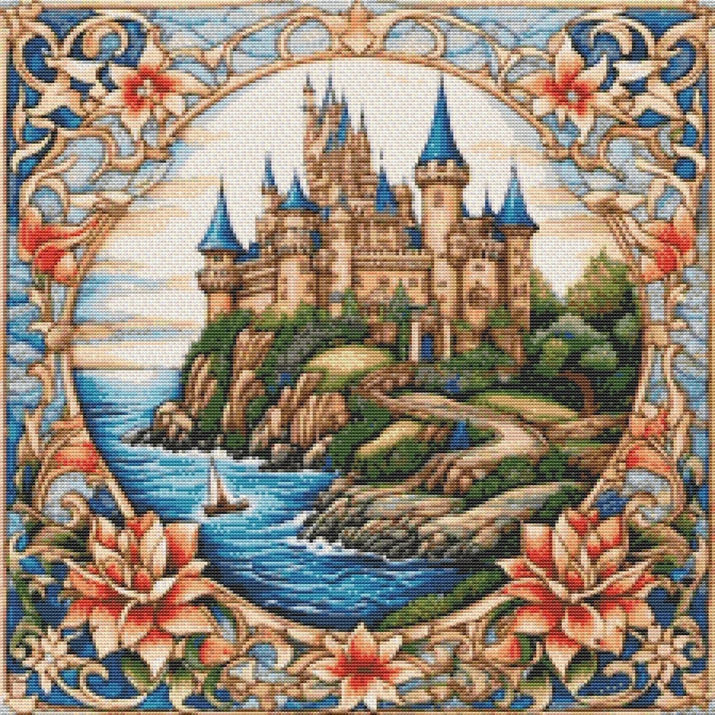 Seaview Castle Cross Stitch Pattern - PDF Download Pattern