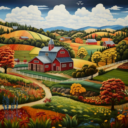 Cross Stitch Pattern Barn in the Countryside Full Coverage