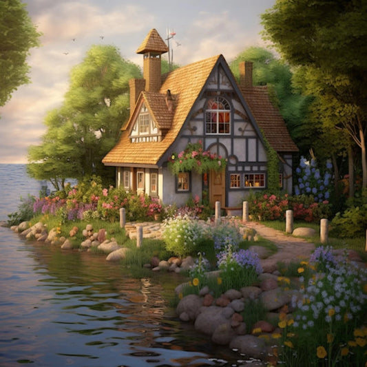 Cross Stitch Pattern Lake Cottage Full Coverage