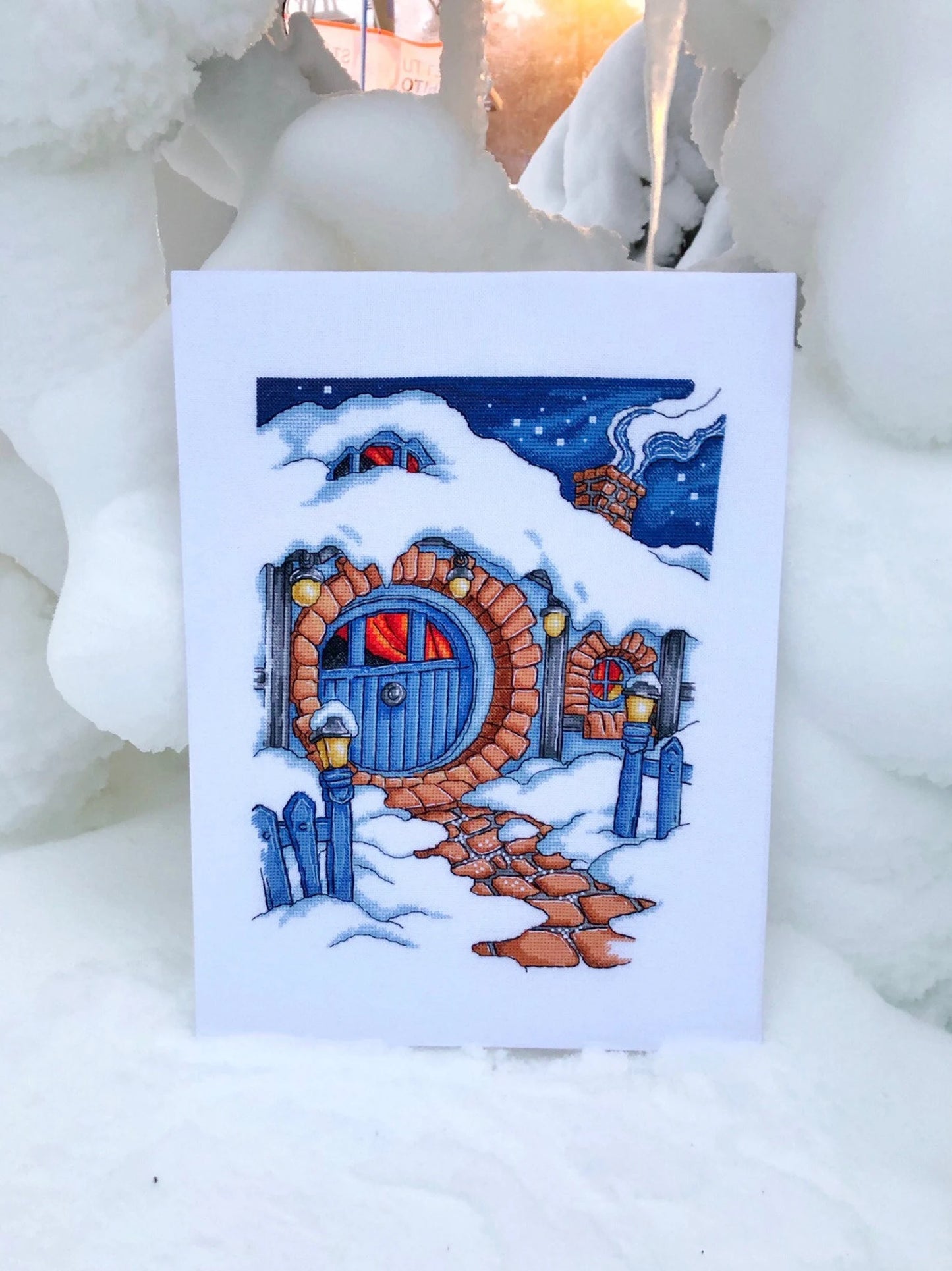 Cross Stitch Pattern Winter halfling's house DMC Chart Embroidery Printable PDF Instant Download