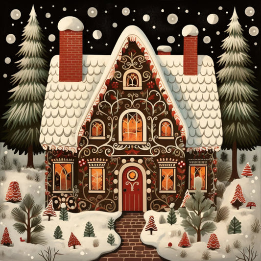 Cross Stitch Pattern Nordic Winter Cottage Full Coverage