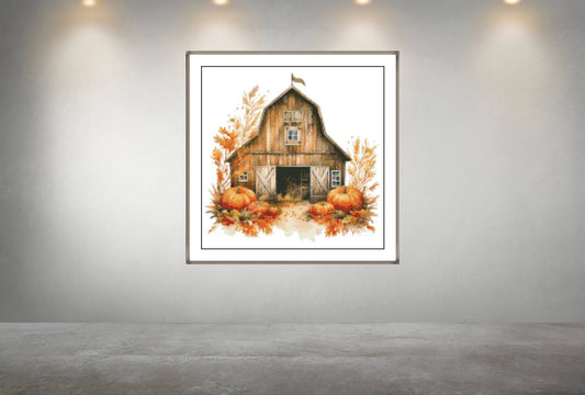 Watercolor Cross Stitch Pattern,Autumn Farm Barn,Pattern Keeper,xstitch,Embroidery,PDF,Instant Download