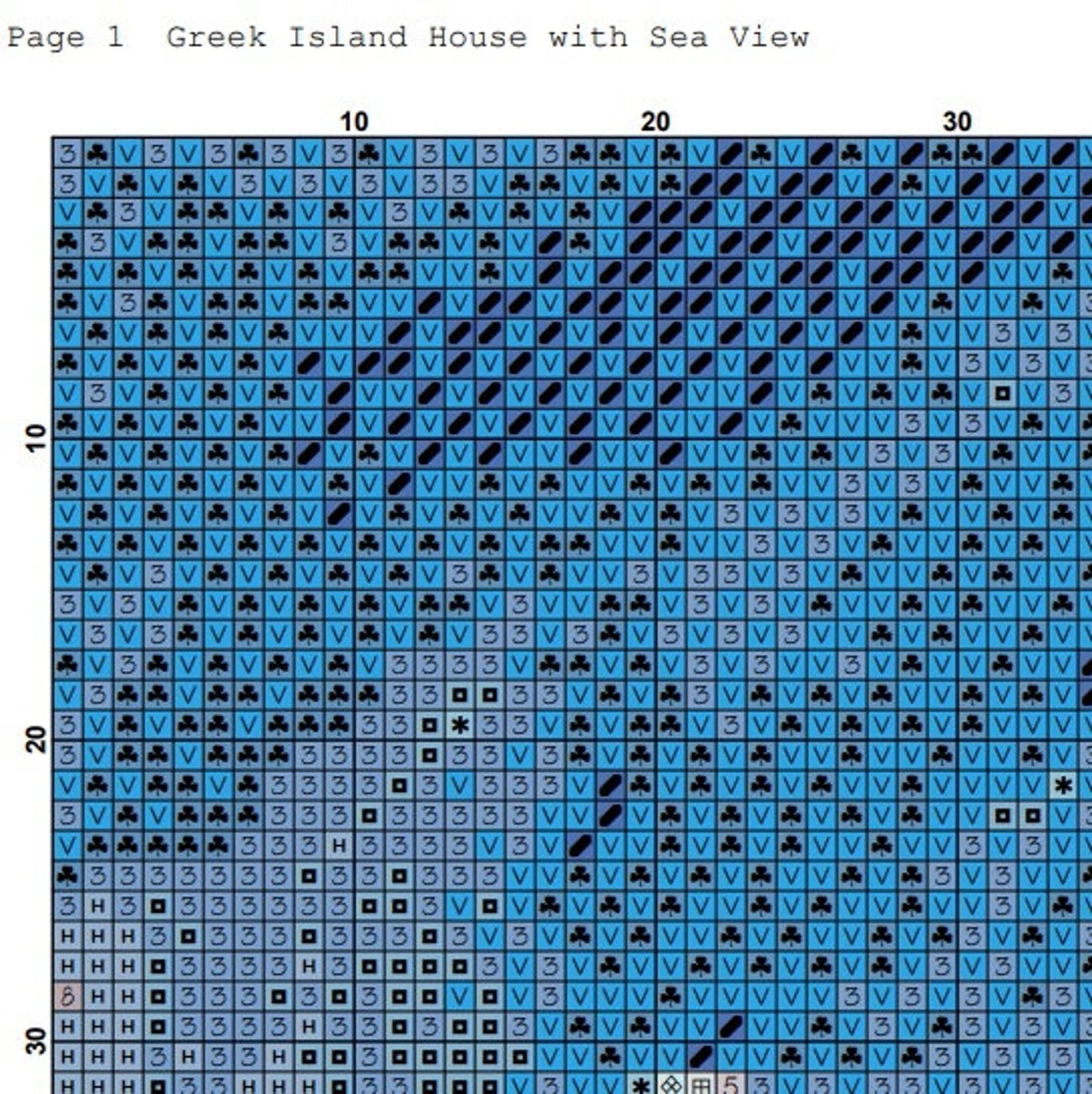 Cross Stitch Pattern,Greek Island House With Sea View,Pdf Instant Download,Greece Cityscape,X Stitch Chart,Santorini,Mykonos,Full Coverage