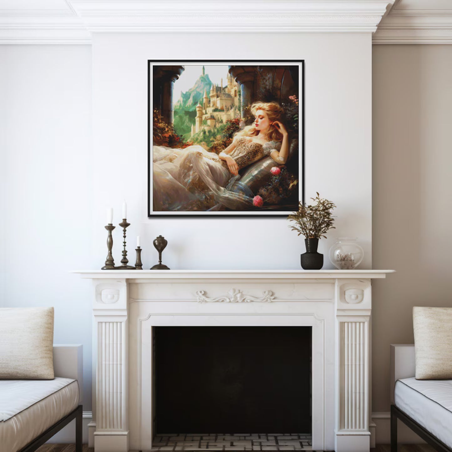 Cross Stitch Pattern PDF Sleeping Beauty, instant download, fantasy castle, fairy tale, full coverage, magical, princess, dmc, embroidery
