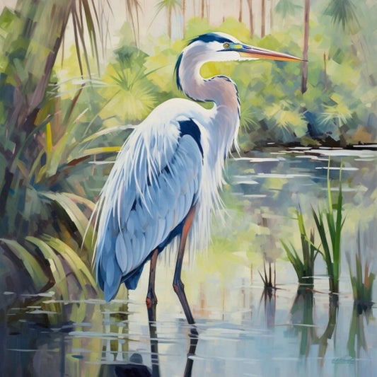Cross Stitch Pattern Blue Heron Full Coverage
