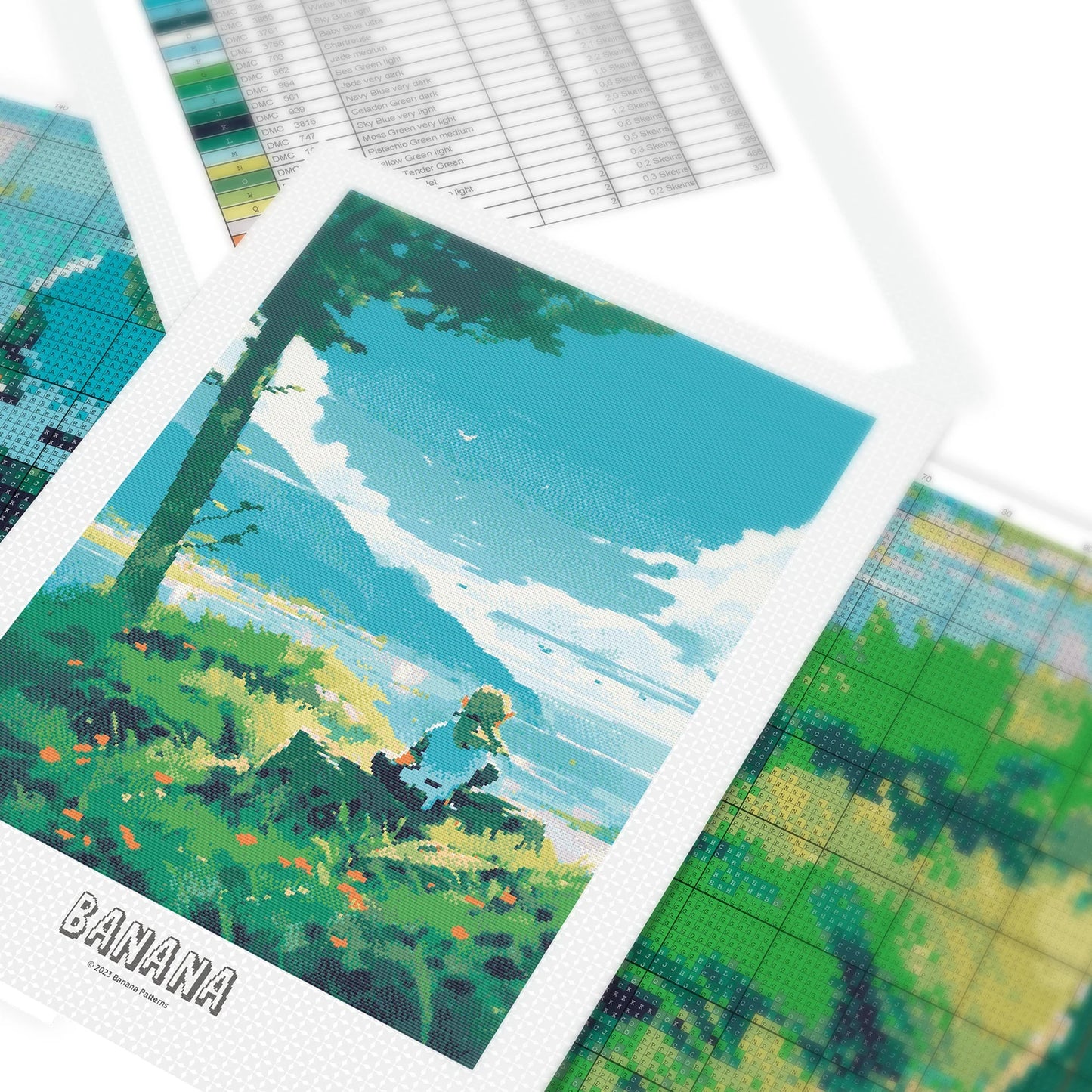 Zelda inspired Cross Stitch Pattern | BOTW TOTK Landscape Cross Stitch | Nature Patterns | Large Counted Cross Stitch PDF