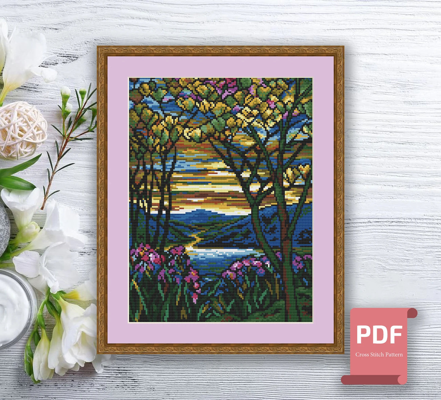 Set of 4 Seasons Landscape Cross Stitch Pattern | Seasons Cross Stitch Pattern | Four Seasons | Mosaic Cross Stitch | Download PDF #ssn205