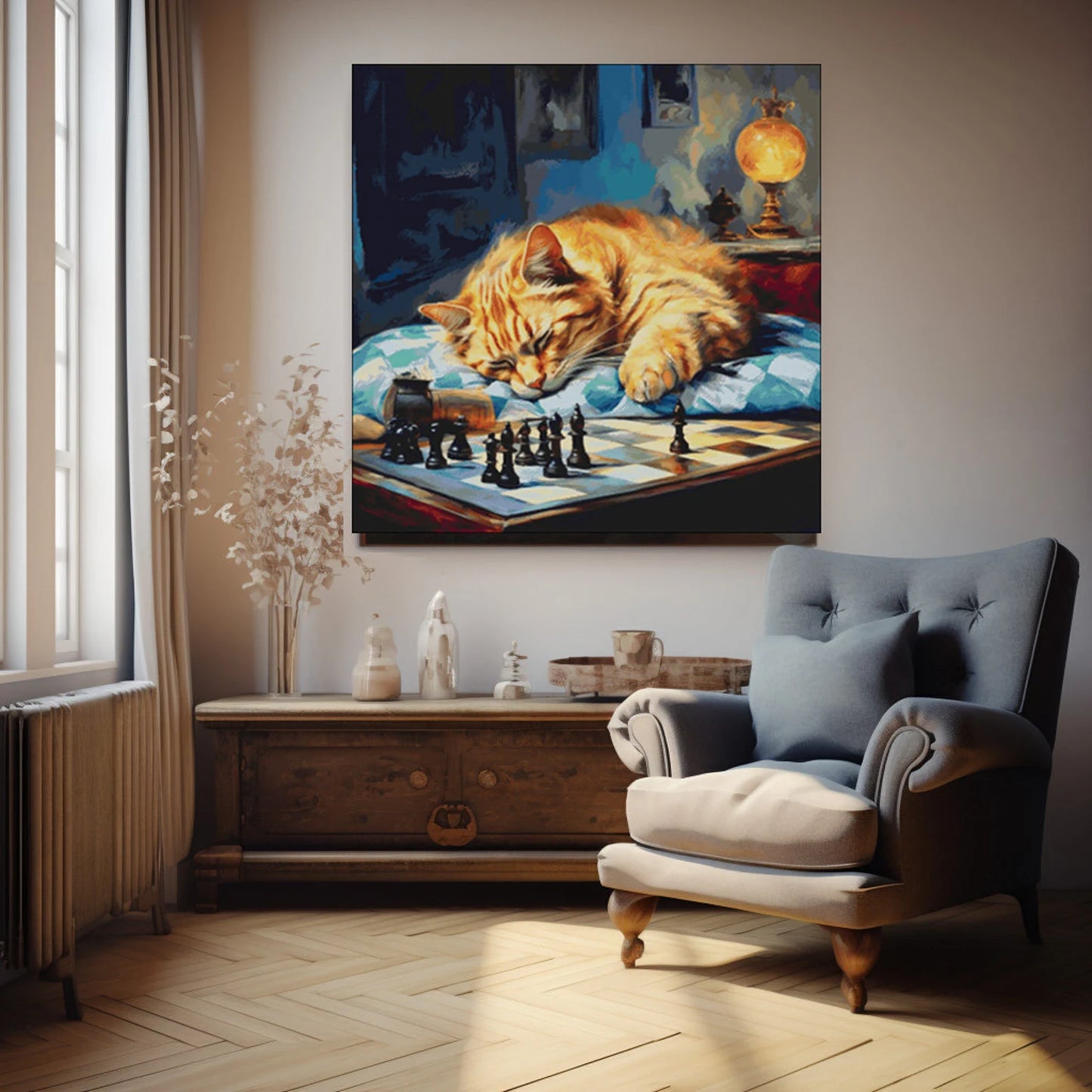 Cross Stitch Pattern PDF, The Sleeping Cat, needlepoint chart, easy cross stitch, animal, large pattern