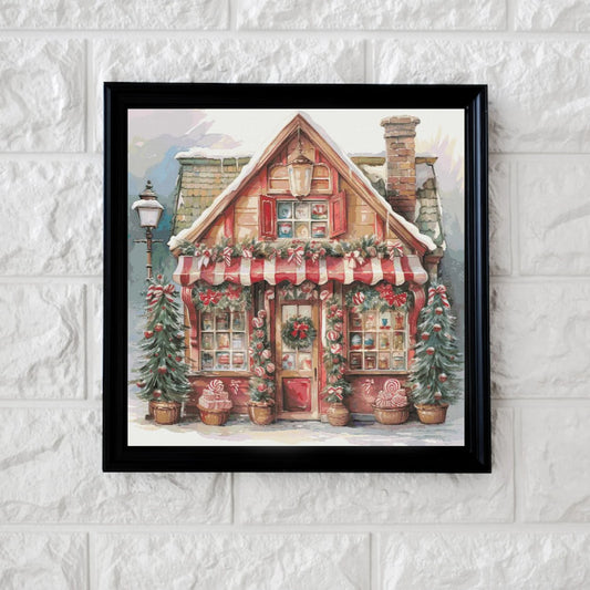 Christmas village shop cross stitch pattern full coverage PDF